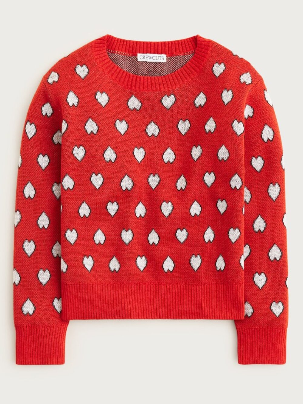 J. Crew Girls Heart Crewneck Sweater Red Cotton Size XXL 14 NWT NEW